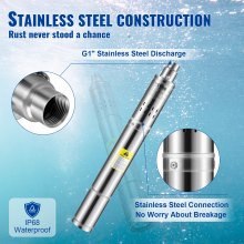 VEVOR 76mm Tiefbrunnenpumpe 550 W Brunnenpumpe max. Durchfluss 35 L/min Tauchpumpe max. Förderhöhe 108 m Tauchwasserpumpe sandbeständig <5% max. Drehzahl