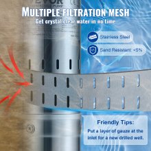 VEVOR 76mm Tiefbrunnenpumpe 550 W Brunnenpumpe max. Durchfluss 35 L/min Tauchpumpe max. Förderhöhe 108 m Tauchwasserpumpe sandbeständig <5% max. Drehzahl