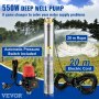 VEVOR 3" Tiefbrunnenpumpe 550 W Brunnenpumpe max. Durchfluss 50 L/min Tauchpumpe max. Förderhöhe 89 m Tauchwasserpumpe sandbeständig < 5% max. Drehzahl