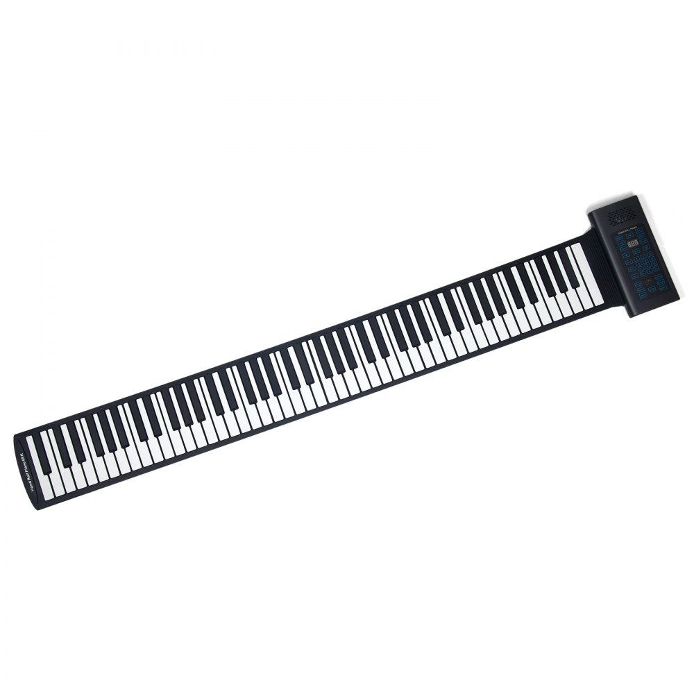 VEVOR Roll-Up-Keyboard-Piano mit 88 Tasten, 128 Rhythmen, 128 Töne, tragbares elektrisches digitales Handrollpiano mit wiederaufladbarem Akku, 2-W-Lautsprecher, LED-Anzeige, 5 Anschlüsse, MIDI-Funktion, für Kinder, Anfänger und Erwachsene
