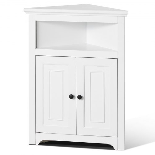 VEVOR Eckschrank Aufbewahrungsschrank mit 3-stufiger Regalen Mehrzweckschrank (845 mm Hohe) mit 2 Holztüren und verstellbaren Regalen, freistehender