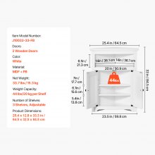 VEVOR Eckschrank Mehrzweckschrank 845mm 2 Holztüren Verstellbare Regale Weiß