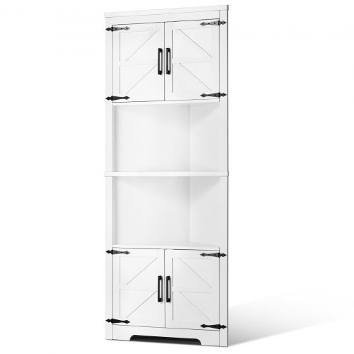 VEVOR Eckschrank, hoch – Weiß, 6-stufig, 4 Türen