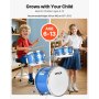 VEVOR Schlagzeugset, 3-teilig, Anfänger Drum Kit, inkl. 35,6 cm Basstrommel, 20,3 cm Tom-Tom, 25,4 cm Snare-Drum, verstellbare Drumsticks, Musik-Lernset, für Kinder von 6–13 Jahren, blau