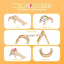 VEVOR Kletterdreieck Montessori Kletterspielzeug Pikler Dreieck Set M 5 in 1