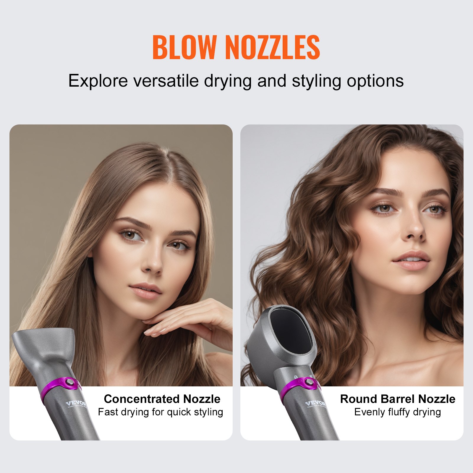 VEVOR 5-in-1-Multi-Haarstyler, Ionen-Föhnbürste mit 3 Hitzeeinstellungen, Bürsten & Düsen, Hochgeschwindigkeits-Airstyler,  1200W Warmluftbürste, Lockenstab zum Volumengeben, Glätten und Locken