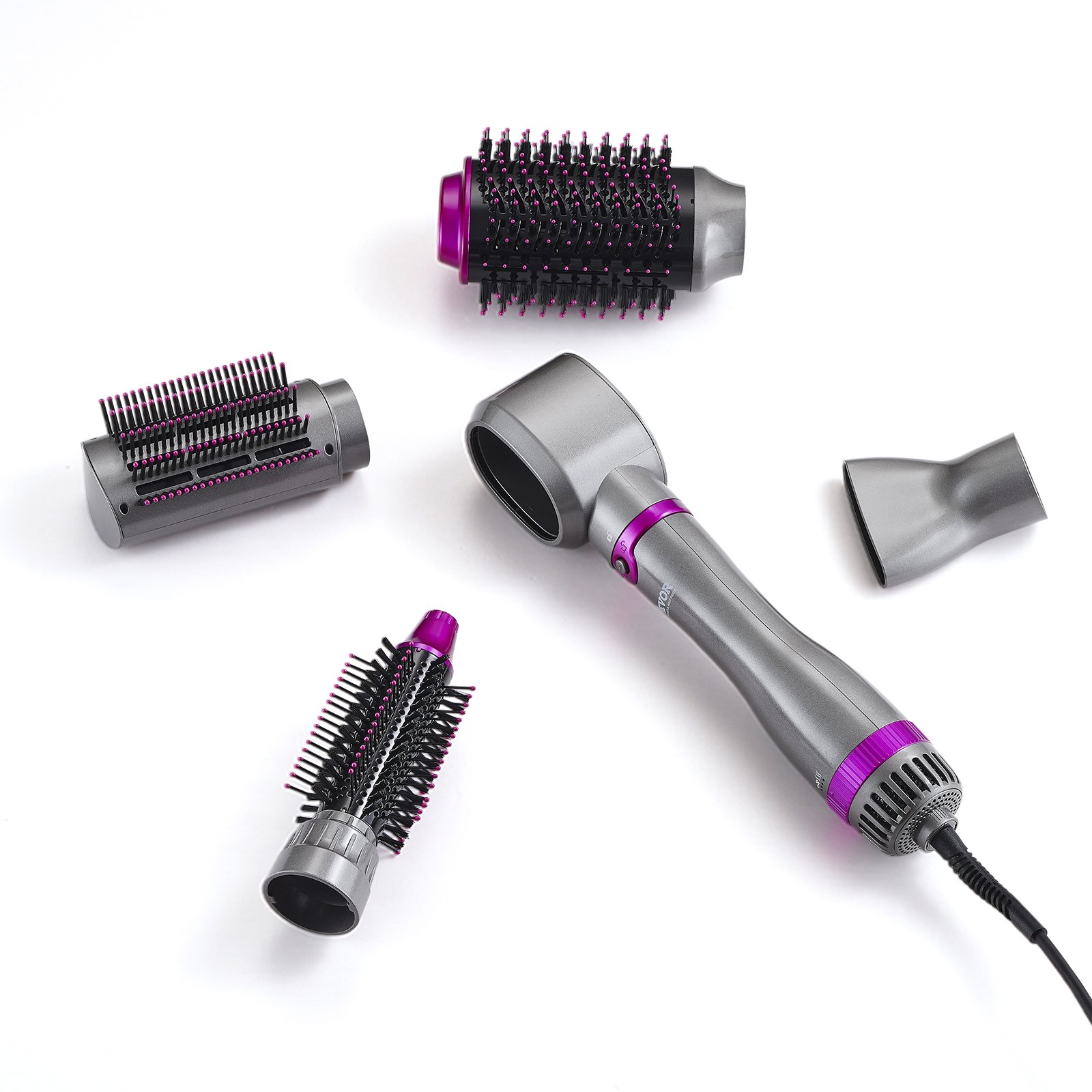 VEVOR 5-in-1-Multi-Haarstyler, Ionen-Föhnbürste mit 3 Hitzeeinstellungen, Bürsten & Düsen, Hochgeschwindigkeits-Airstyler,  1200W Warmluftbürste, Lockenstab zum Volumengeben, Glätten und Locken