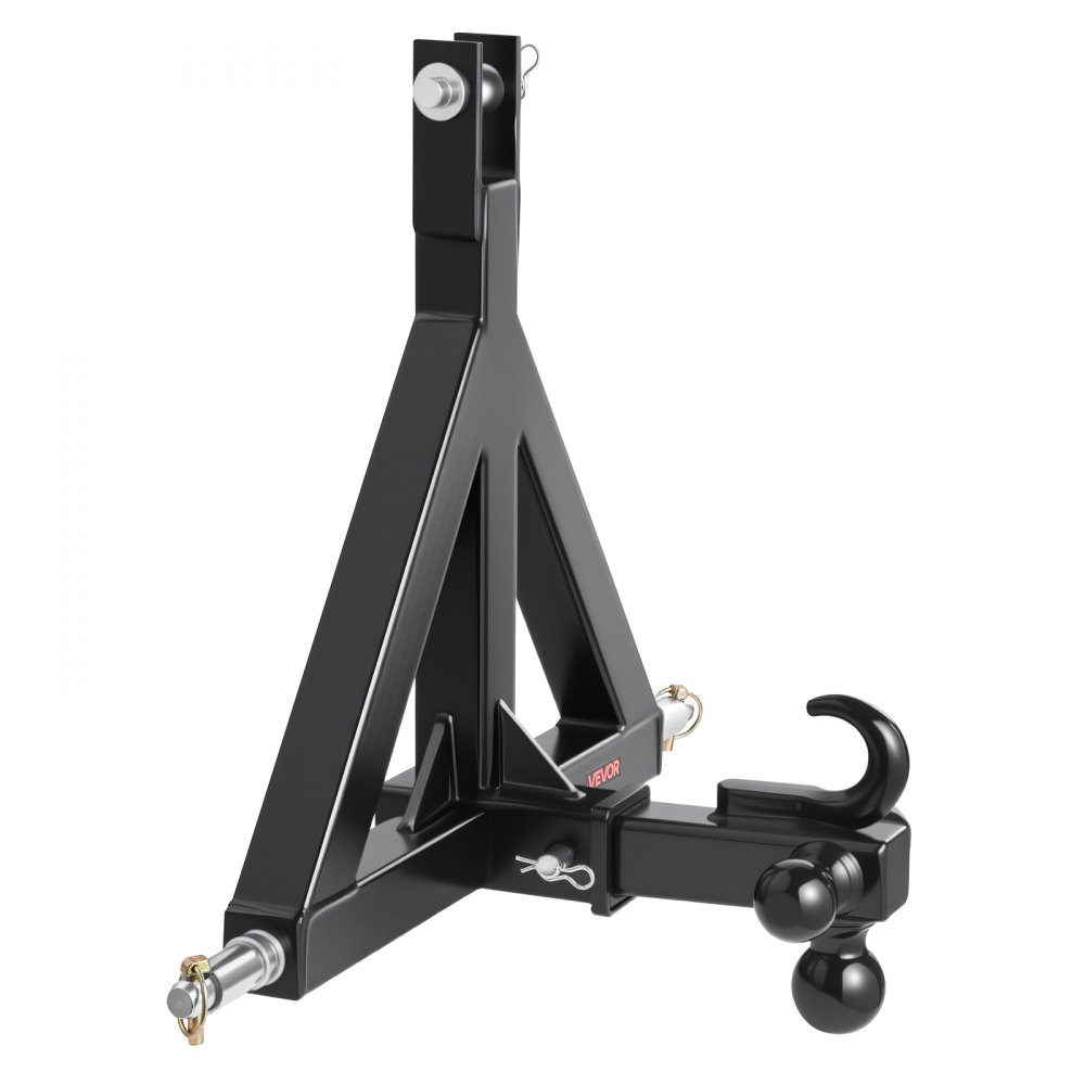 VEVOR 3-point hitch, 5.08 cm receiver, three-point linkage with 3 ball hitches, tractor drawbar adapter, compatible with Kubota, Mahindra, Ford, Yanmar, John Deere, Massey Ferguson