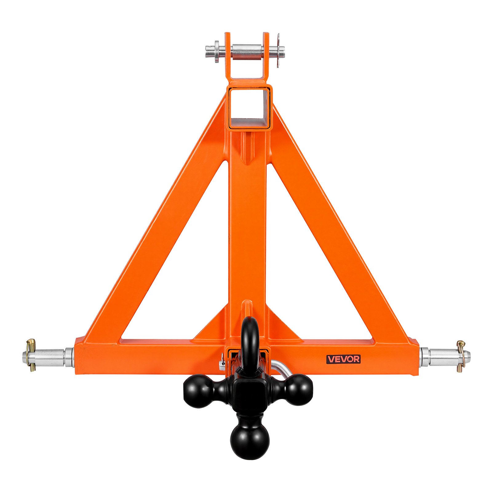 VEVOR 3-Punkt-Anhängerkupplung mit 2 Zoll-Aufnahme, Dreipunkt-Schnellkupplung mit 3 Anhängerkugeln, Traktor-Zugstangenadapter für Kategorie 1, Kompatibel mit Verschiedenen Kompakttraktoren, Orange