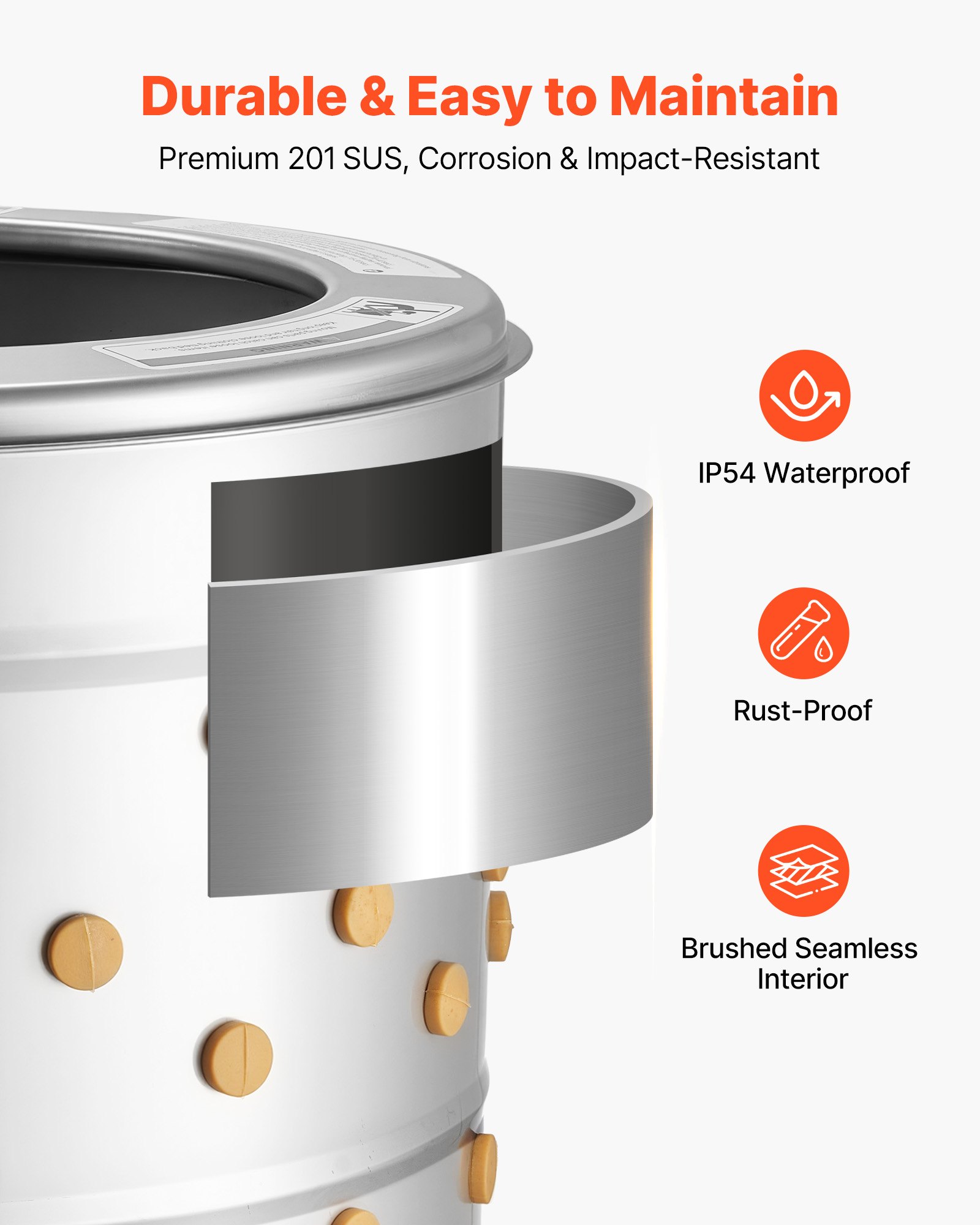 VEVOR Geflügelrupfmaschine, 500-mm-Trommel, 900 W, 230 U/min, Elektrische Rupfmaschine mit 98 Weichen Fingern & Transporträdern, Nassrupfmaschine zur Verarbeitung von 2 Küken gleichzeitig