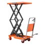 VEVOR Hydraulic Lift Table Cart, 226 kg Capacity 1260 mm Lifting Height, for Material Handling, Moving, Transportation, Manual Double Scissor Lift Table, with 4 Wheels and Handle, Heavy-Duty Steel