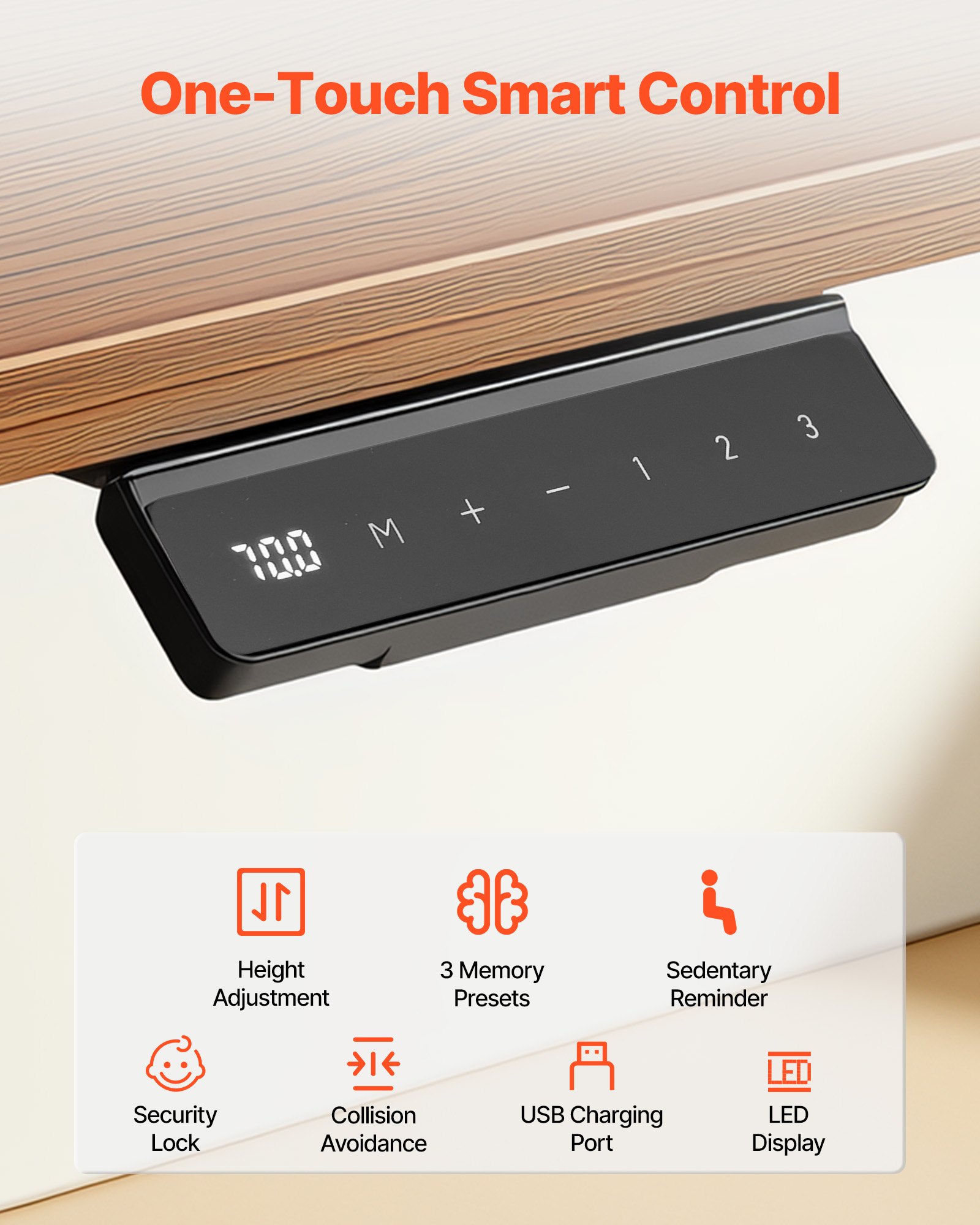 VEVOR Höhenverstellbarer Schreibtisch Gestell, Elektrisches Tischgestell bis 125kg, 3 Stufige Tischbeine mit 2 Motoren Speicherfunktion Höhenanzeige Kollisionschutz USB, Tischständer für Büro, Schwarz