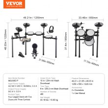 VEVOR E-Drum-Set Elektronisches Schlagzeug 480 Sounds für Anfänger & Erwachsene