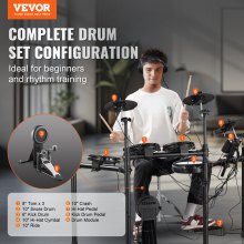 VEVOR E-Drum-Set Elektronisches Schlagzeug 480 Sounds für Anfänger & Erwachsene