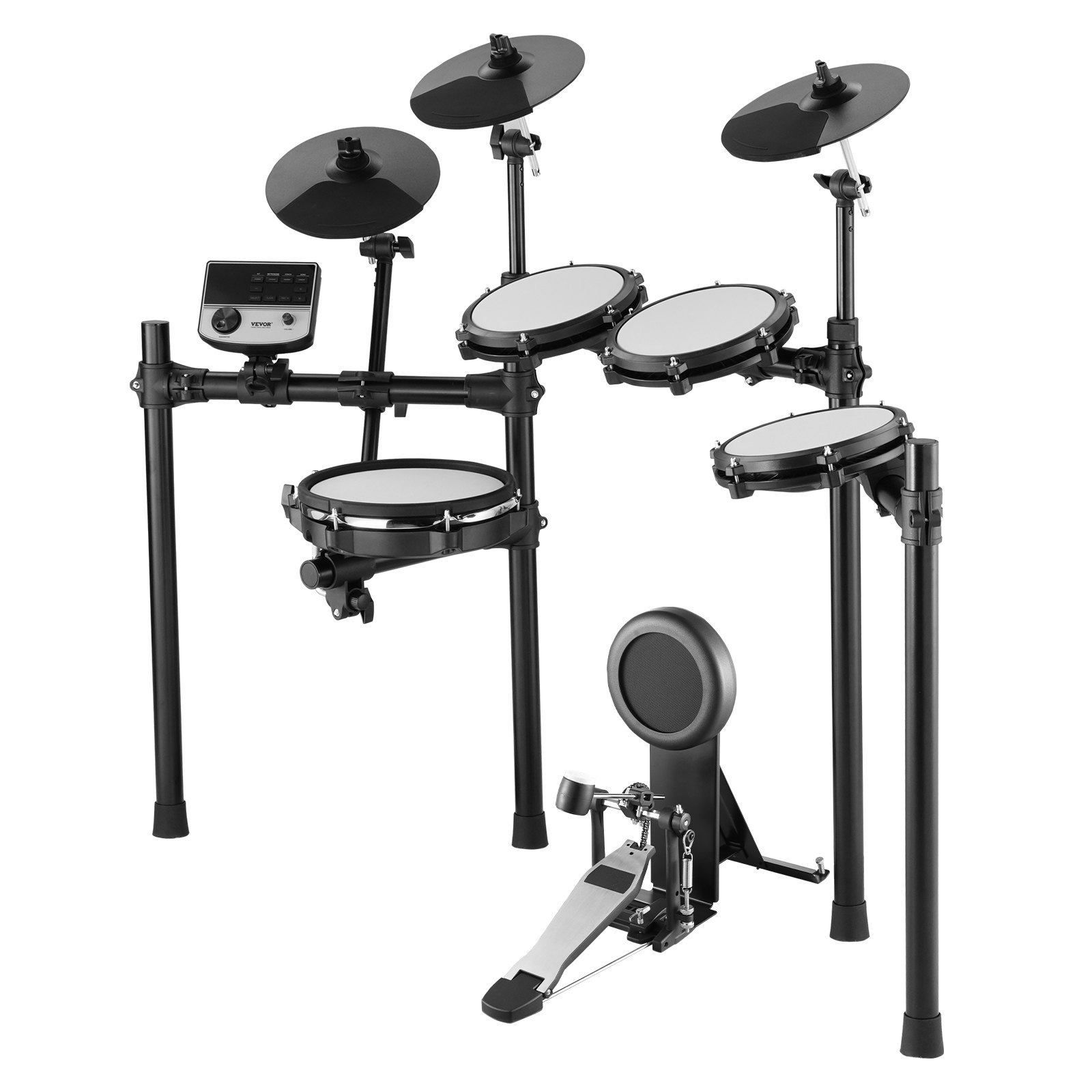 VEVOR E-Drum-Set, 32 Drum-Kits & 480 Sounds Elektronisches Schlagzeug, USB MIDI-unterstütztes 10-Zoll-Leises Mesh-Snare-E-Drum-Set mit 10-Zoll-Becken, Drumsticks und Pedalen, für Anfänger & Erwachsene