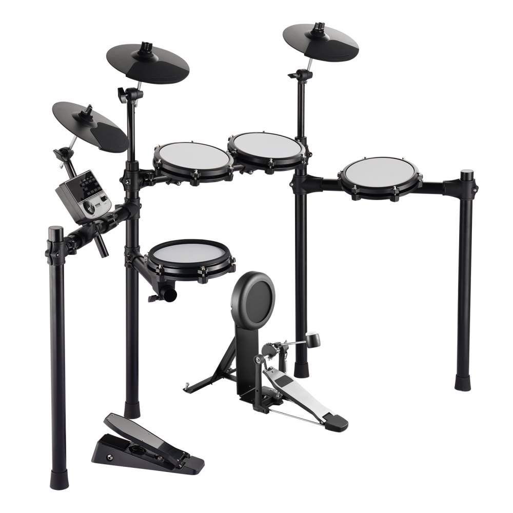 VEVOR E-Drum-Set, 32 Drum-Kits & 480 Sounds Elektronisches Schlagzeug, USB MIDI-unterstütztes 20,32 cm Leises Mesh-Snare-E-Drum-Set mit 25,4 cm Becken, Drum-Sticks & Kopfhörer, E-Drums