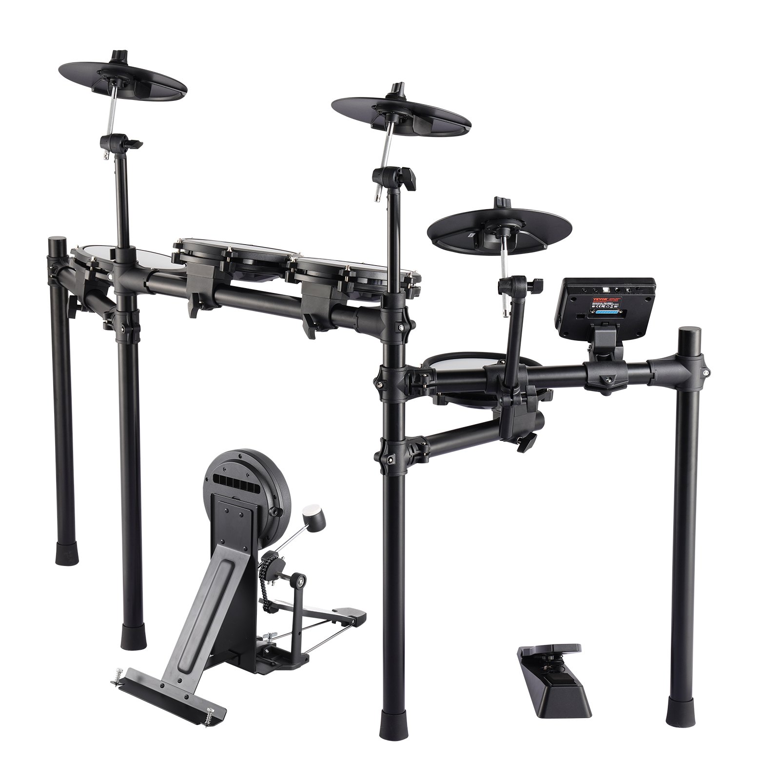 VEVOR E-Drum-Set, 32 Drum-Kits und 480 Sounds, elektronisches Schlagzeug, USB-MIDI-unterstütztes 203,2 mm Leises Mesh-Snare-E-Drum-Set mit 254 mm Becken, Drumsticks und Pedalen, E Drums