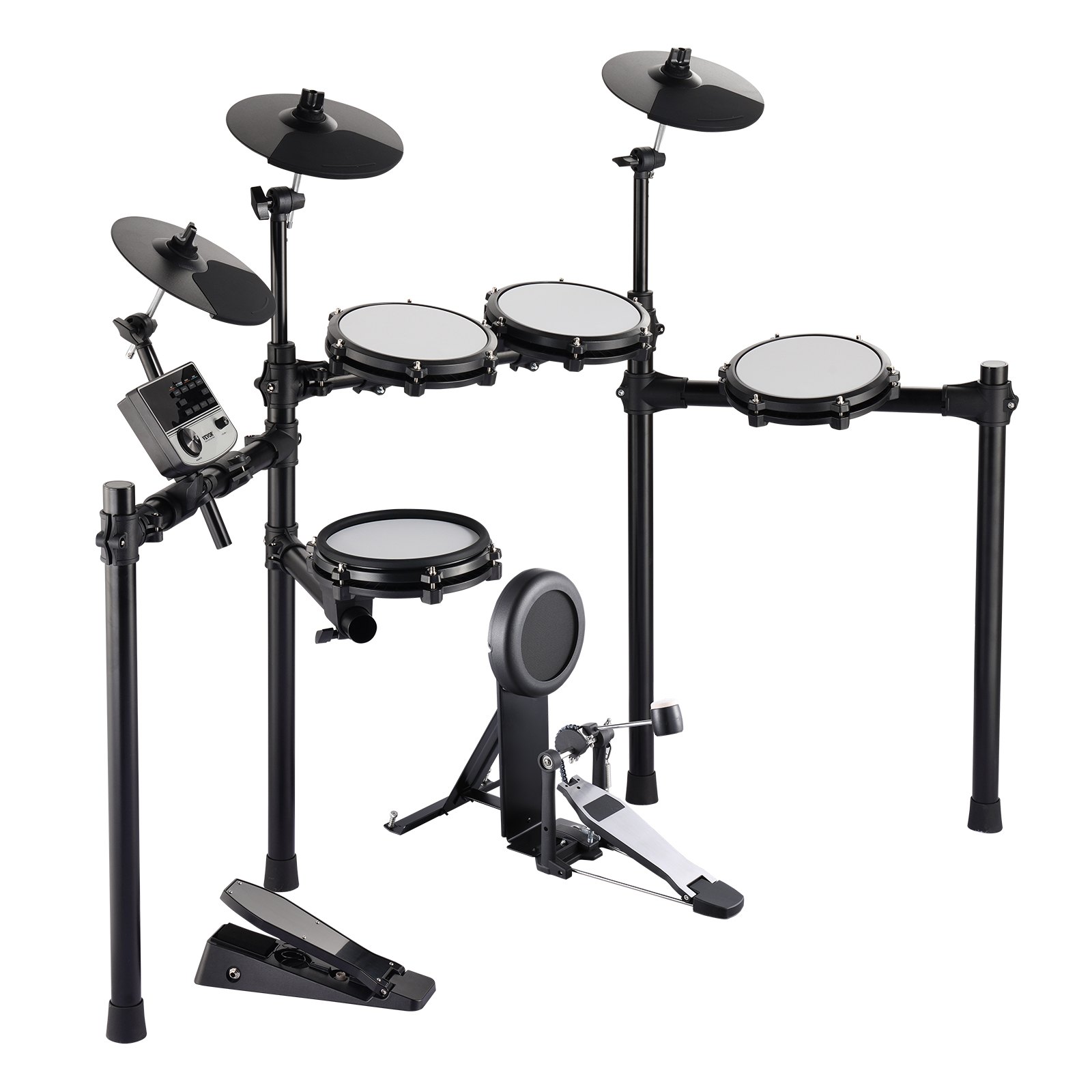 VEVOR E-Drum-Set, 32 Drum-Kits und 480 Sounds, elektronisches Schlagzeug, USB-MIDI-unterstütztes 203,2 mm Leises Mesh-Snare-E-Drum-Set mit 254 mm Becken, Drumsticks und Pedalen, E Drums