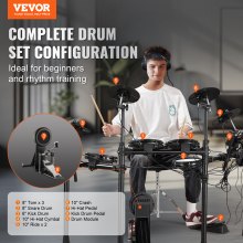 VEVOR E-Drum-Set Elektronisches Schlagzeug 203,2mm Trommeln E-Drums USB-MIDI