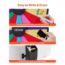 VEVOR Glücksrad Drehrad (61 cm) 14 Slots Glücksrad mit Stativ, höhenverstellbar, Lotteriespiele Gewinn-Roulette mit Tafelschwamm & 2 Markern, 6 Farben, ideal für Party Kneipe Messe Karneval