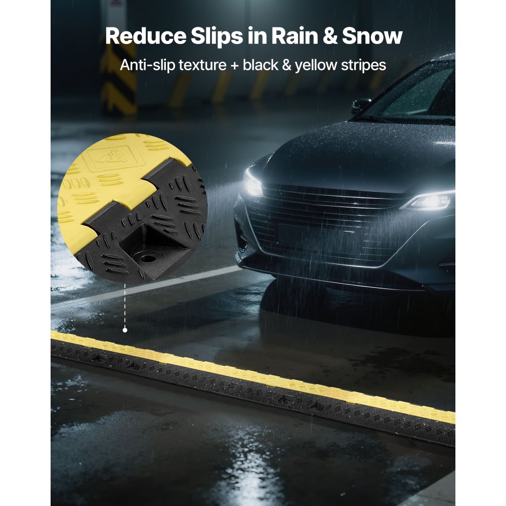 VEVOR 940 mm Kabelbrücke, 9979 kg/Achstragkraft, 2-Kanal(31x28 mm) Überfahrschutz aus TPU, Stolperschutz, Bodenabdeckungen, für Bereiche mit hoher Schwelle, Zuhause, Büro, Lager, 3er-Pack