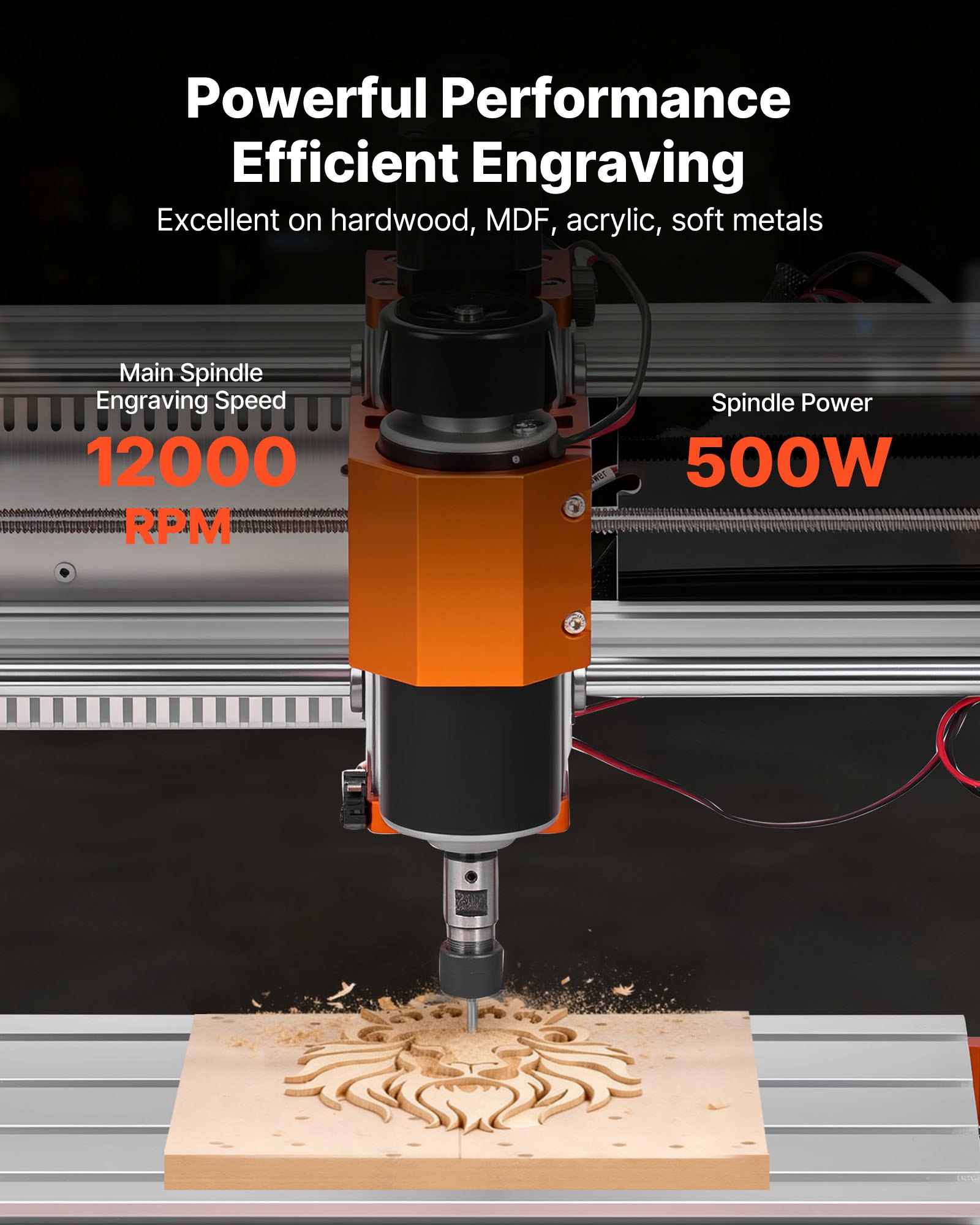 VEVOR CNC-Fräsmaschine, 500-W-Spindel, 3-Achsen-Graviermaschine, Arbeitsbereich 300x180x80 mm, Offline-Steuerung, Endschalter, Not-Aus, zum Schnitzen & Schneiden von Holz, Acryl & Kunststoff.