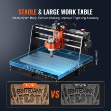 VEVOR CNC-Fräsmaschine Graviermaschine, 300 x 200 x 72 mm Arbeitsbereich, 120W, 3-Achsen-GRBL-Steuerung, Holzgravur-Schnitzfräsmaschinen-Kit 1200 U/min mit Offline-Controller für Holz, Acryl, MDF, PVC, Schaumstoff