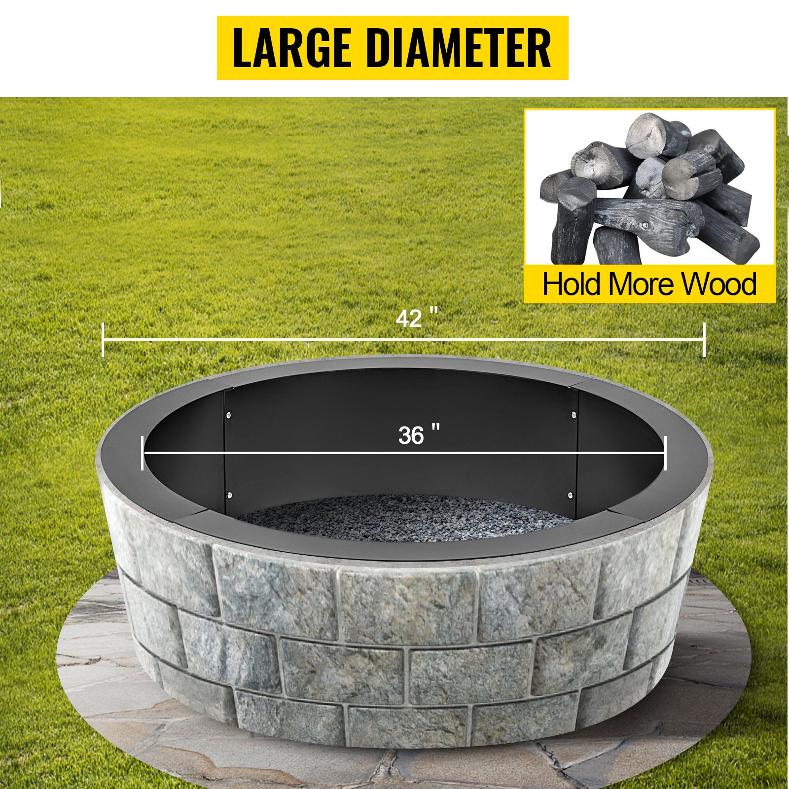 Feuerkorb Fire Pit Ring/Liner Campfire Pit 42" Feuerschale BBQ Grill Gartenfeuer