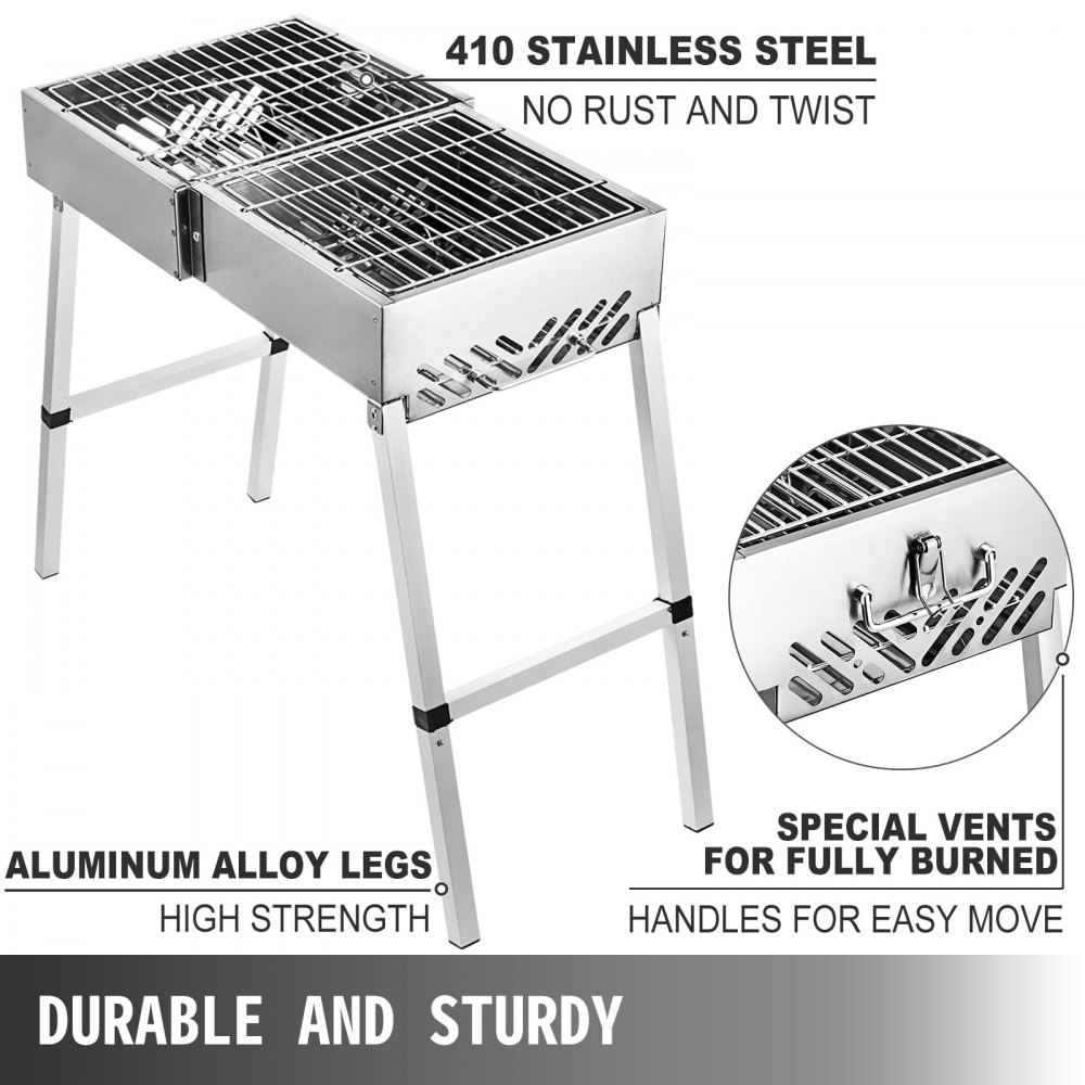 24'' Faltbarer Grill Notebook Bbq Klappbarer Camping Notebookgrill Klappgrill