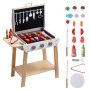 VEVOR Holzgrill-Spielzeuggrill, Kindergrill-Spielset mit Spiellebensmitteln und Grillwerkzeugen, Küchenzubehör aus Holz für Spiellebensmittel (21-teilig), Rollenspiel-Kochspielzeug für Kleinkinder, Jungen und Mädchen ab 3 Jahren, Geschenk