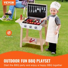 VEVOR Kinder BBQ Grill Küche Kochen Essen Spielzeugset Rollenspiel 21-teilig