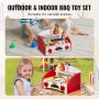 VEVOR Grill-Spielset für Kinder, Holzgrill-Spielset mit realistischem Kohlenfeuer, Küchenzubehör aus Holz zum Spielen von Lebensmitteln (26-teilig), Rollenspielspielzeug für Kinder ab 3 Jahren