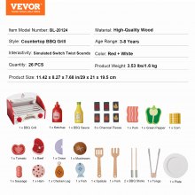 VEVOR Kinder Spielküche Kinderküche Grillspiel Set BBQ Holz-Grill 26-teilig