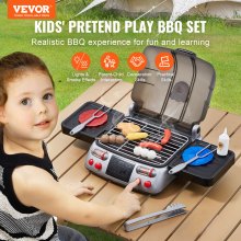 VEVOR Kinder BBQ Grill Küche Spielzeugset mit Rauchgeräuschen & Licht 19-teilig