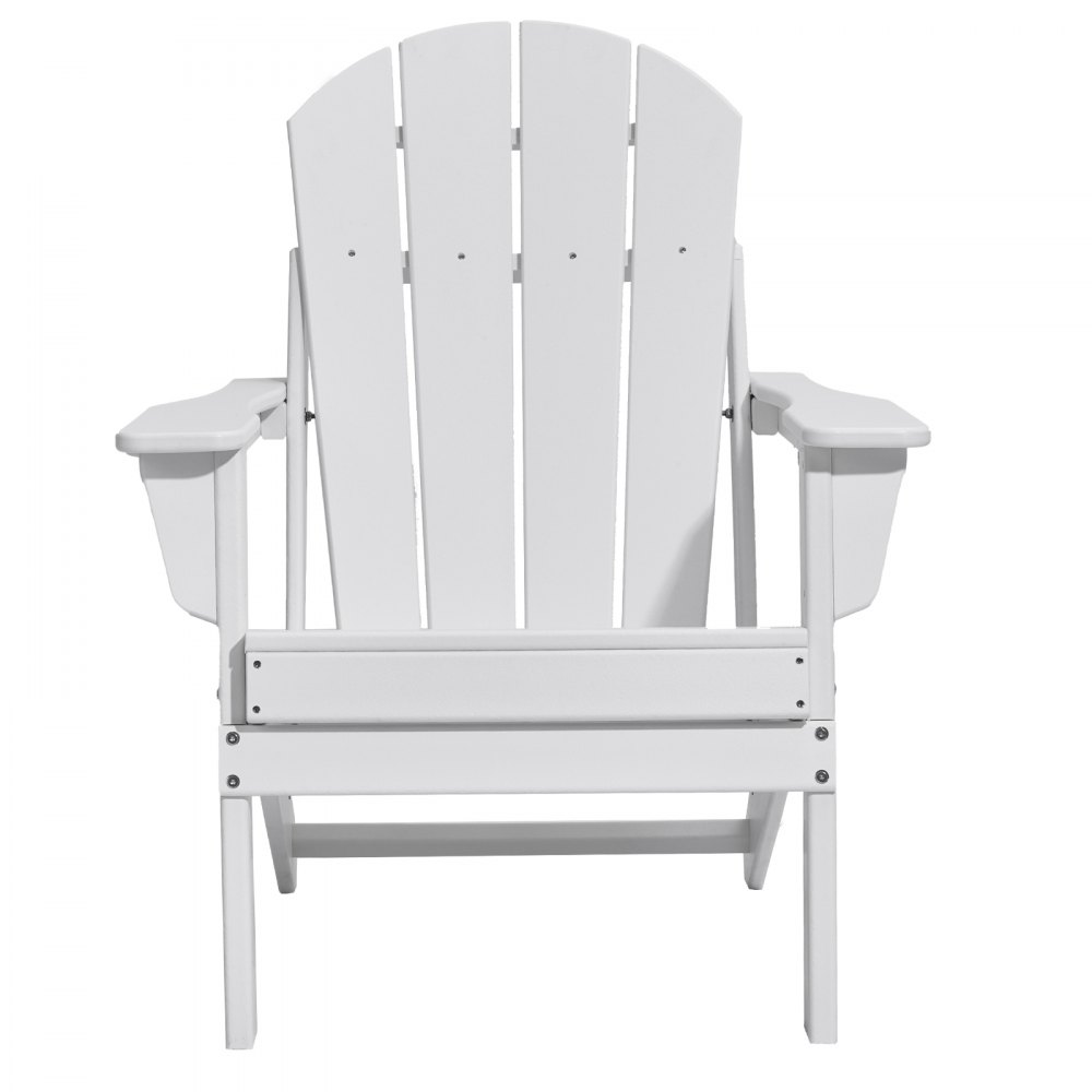 VEVOR Adirondack-Stuhl aus Kunststoff, 2er-Set, wetterfest, tragbar, klappbar, Feuerstellenstuhl, Adirondack-Terrassenstuhl für den Außenbereich mit Getränkehalter, mit entspannender Armlehne, ergonomisch, für Garten, Hinterhof – Weiß