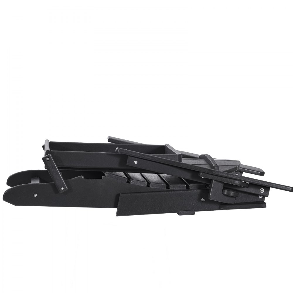 VEVOR Adirondack-Stuhl aus Kunststoff, 2er-Set, wetterfest, tragbar, klappbar, Feuerstellenstuhl, Adirondack-Terrassenstuhl für den Außenbereich mit Getränkehalter, mit entspannender Armlehne, ergonomisch, für Garten, Hinterhof – Schwarz