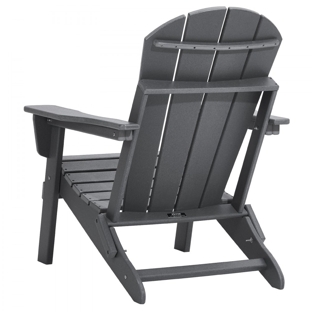 VEVOR Adirondack-Stuhl aus Kunststoff, 2er-Set, wetterfest, tragbarer, klappbarer Feuerstellenstuhl, Adirondack-Terrassenstuhl für den Außenbereich mit Getränkehalter, mit entspannender Armlehne, ergonomisch, für Garten, Hinterhof – Grau