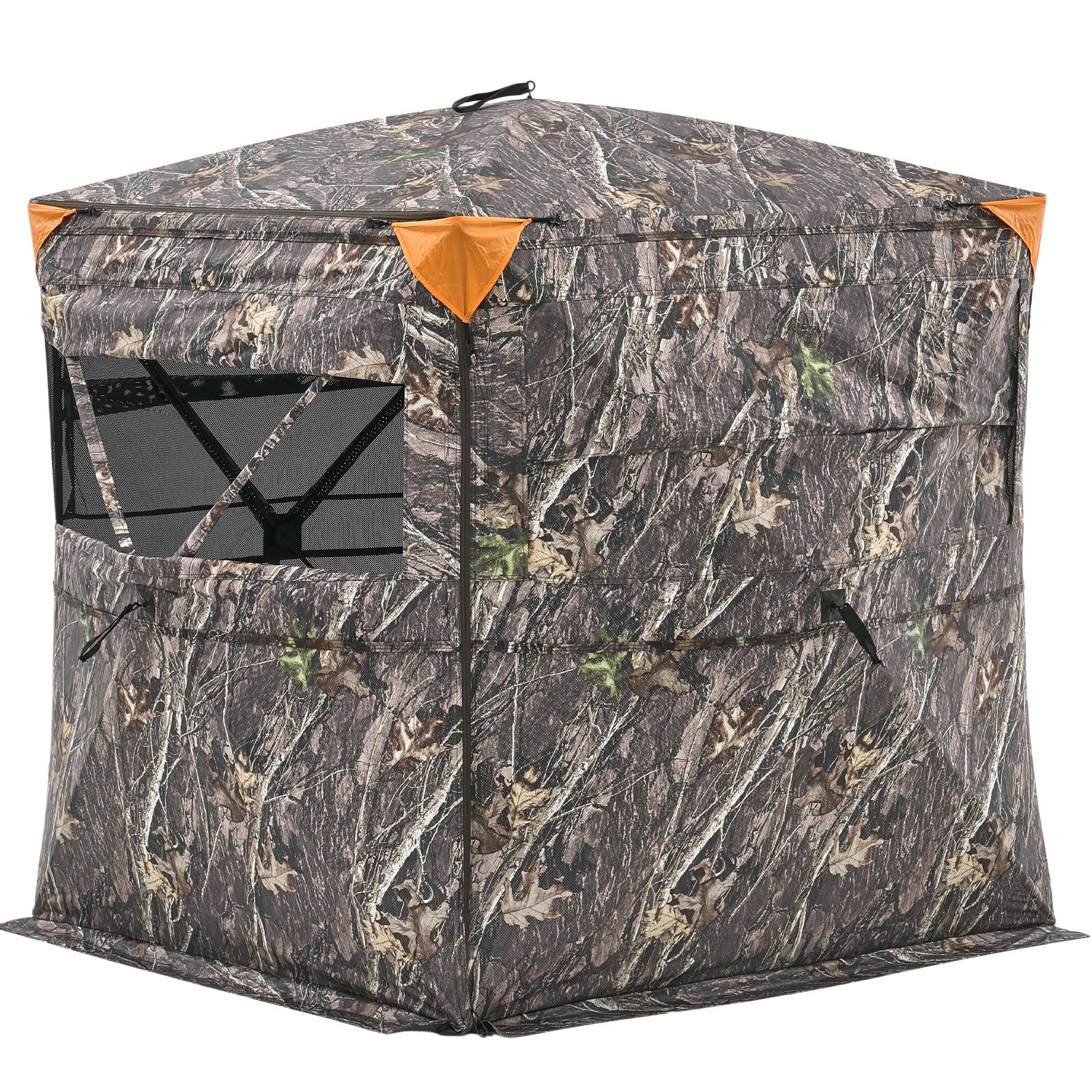 VEVOR Hunting Blind, 2-3 Person See Through Ground Blinds with Carrying Bag, 360 Degree Portable Camouflage Tent, Durable Concealed Shelter with Silent Side Door and Window, for Turkey and Deer