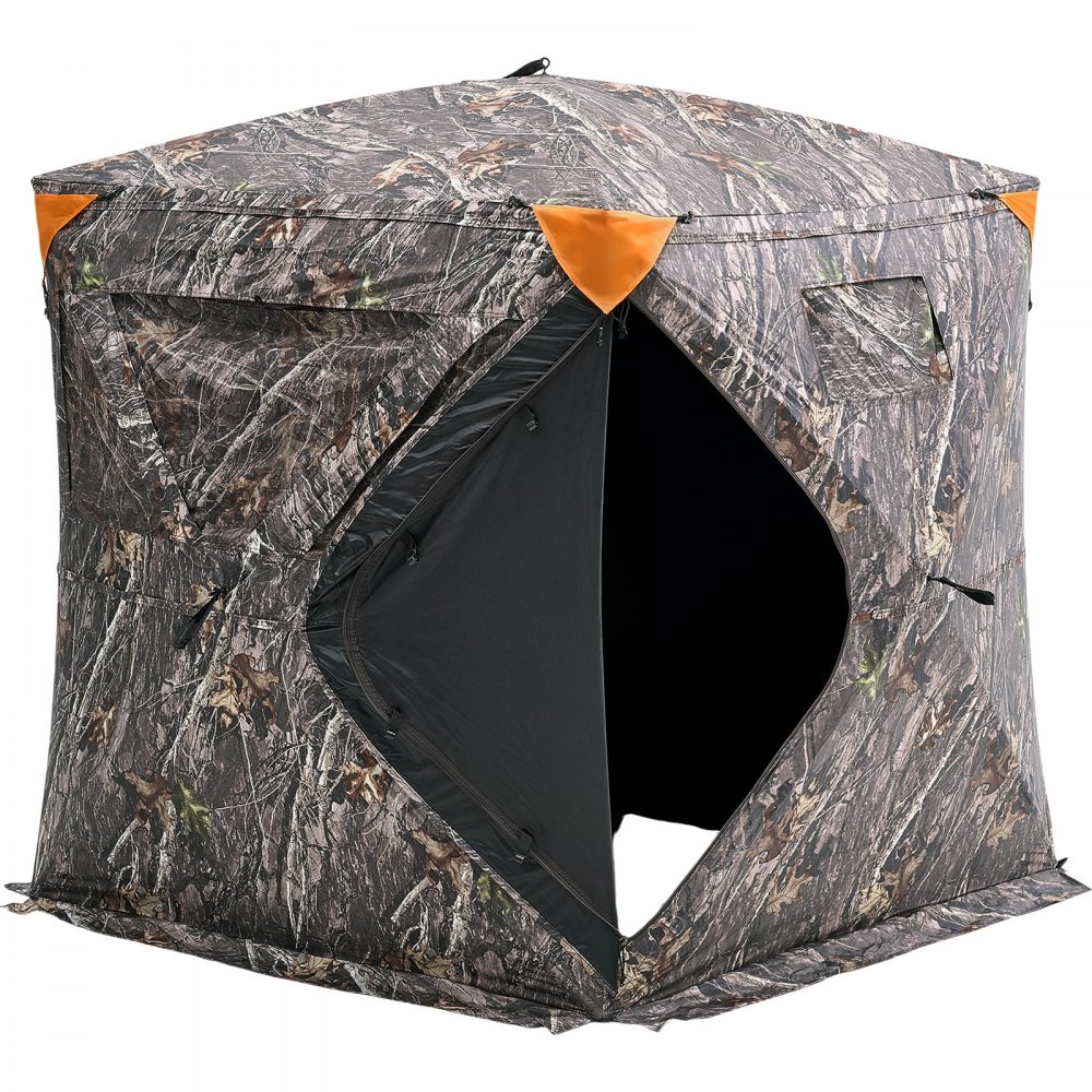 VEVOR Jagdzelt Jagdversteck Bodenzelt Pop-Up-Hirschversteck für 2–3 Personen zur Jagd mit Tragetasche, tragbares & belastbares Bodenversteck mit 3 horizontalen Fenstern 148 x 148 x 170 cm