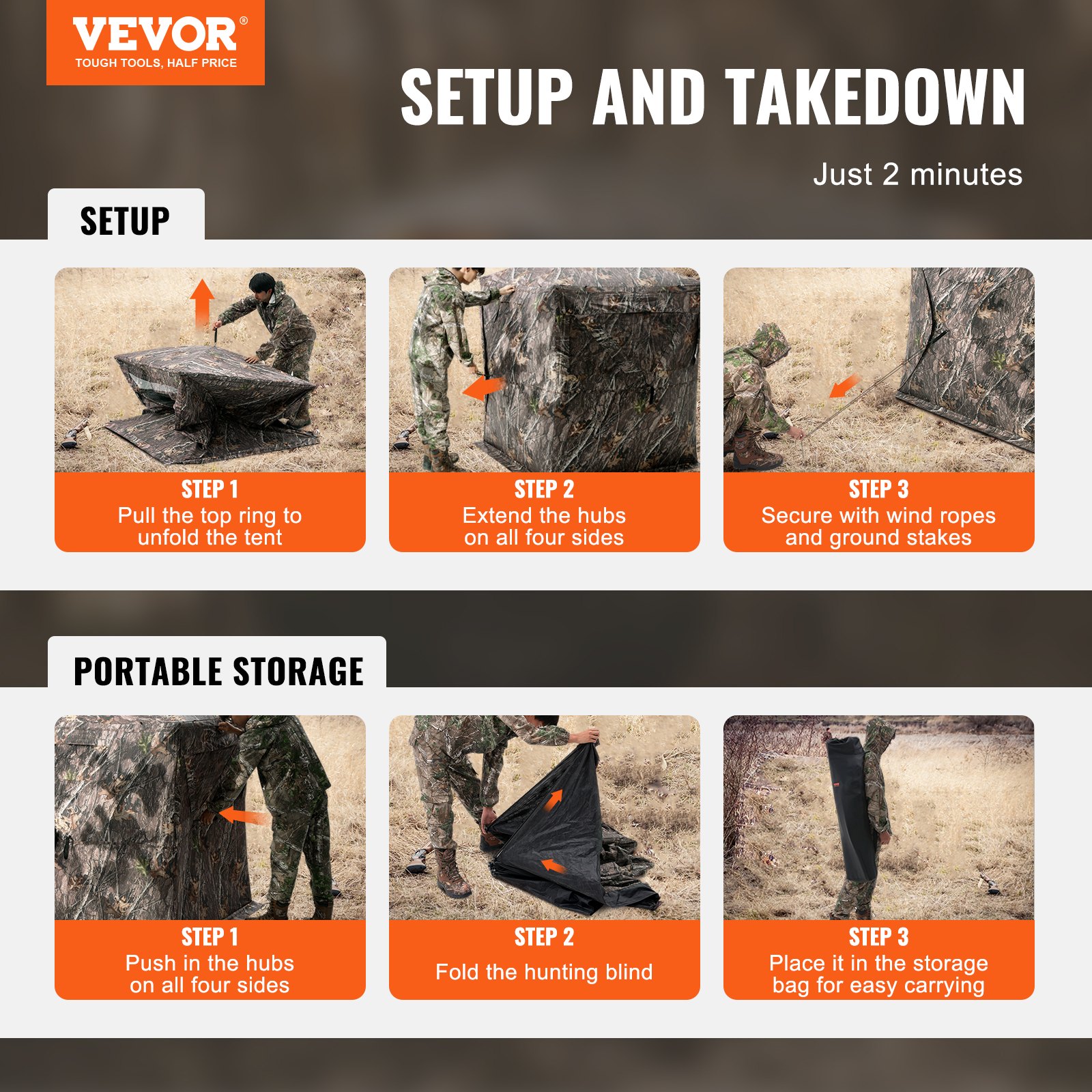 VEVOR Jagdblende Jagdversteck 270° Durchsichtige Bodenblende 148x148x170cm