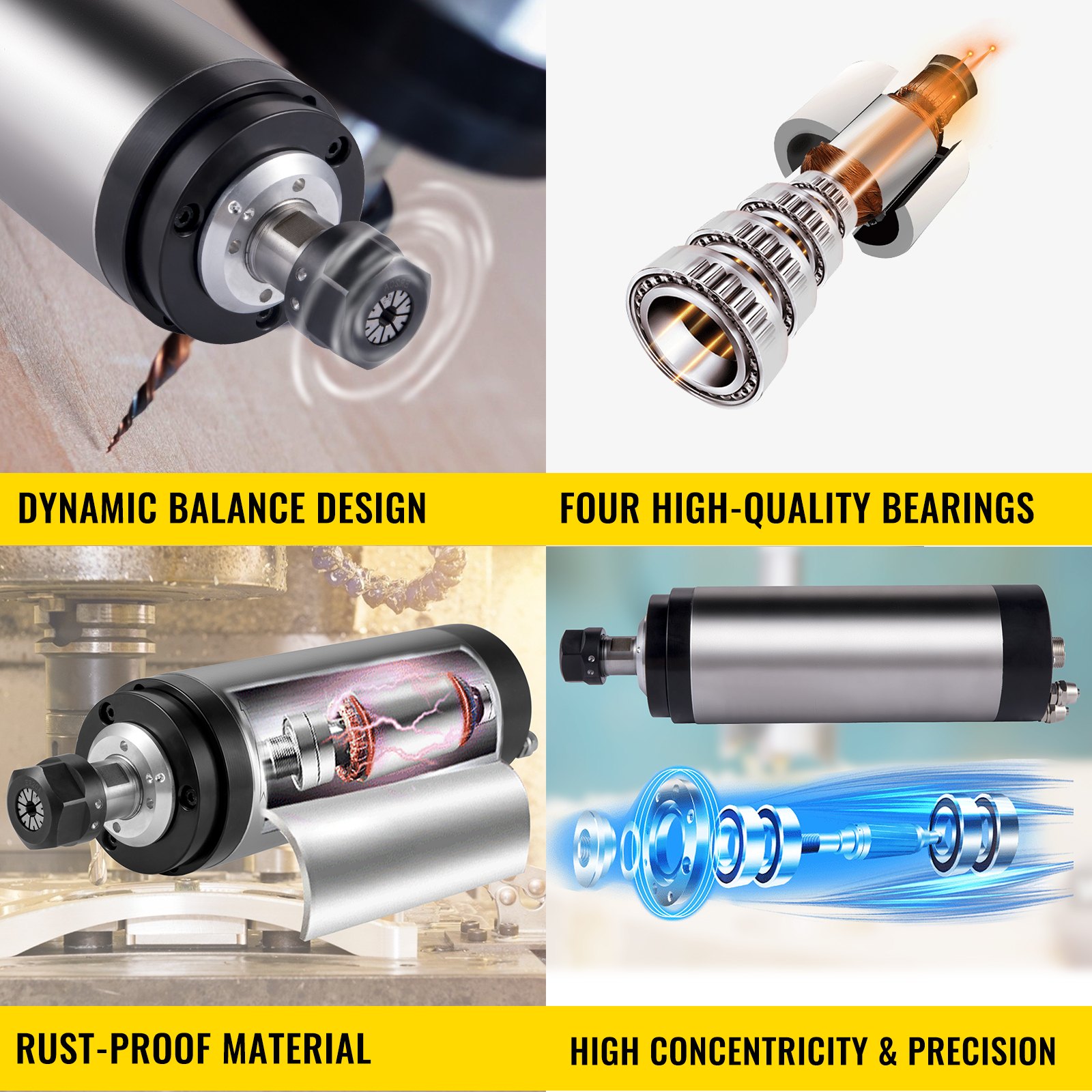 Vevor Er20 Spindelmotor Frässpindel 2.2 Kw Wassergekühlte Cnc Spindle Motor