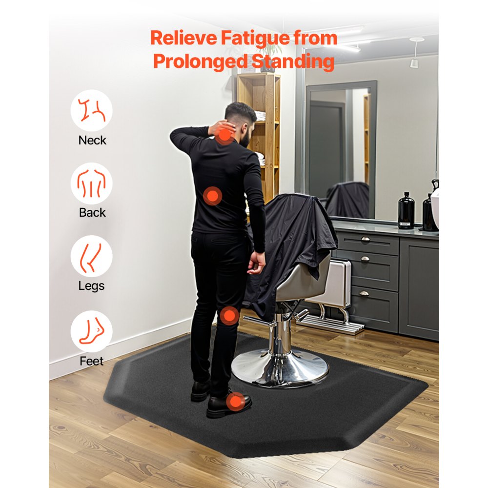 VEVOR Salonmatte für Friseure, 1225x1505mm, sechseckige Anti-Ermüdungs-Bodenmatte, 13mm dicke Bodenmatte für Friseursalons, leicht zu reinigende PVC-Oberfläche & abgeschrägte Kanten zum Stolpern