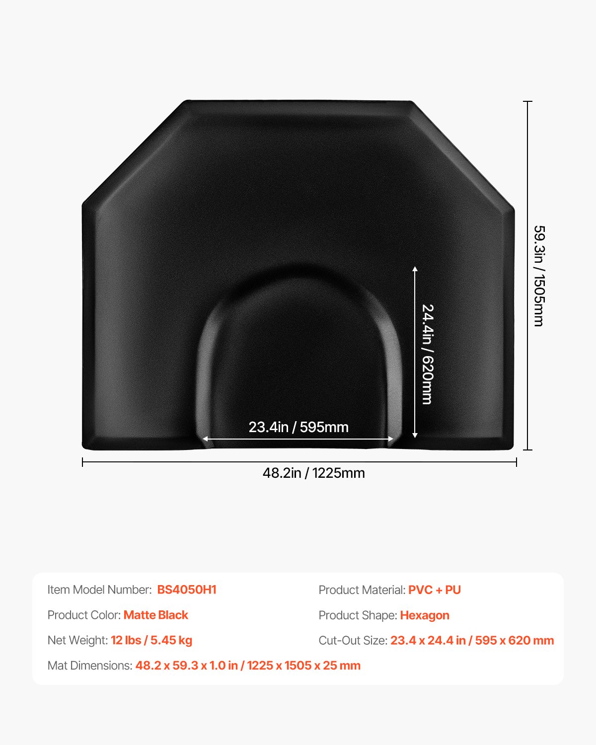 VEVOR Salonmatte für Friseure, 1225x1505 mm, Anti-Ermüdungs-Bodenmatte, Stehmatte, 25 mm dicke Friseursalon-Bodenmatte, leicht zu reinigende PVC-Oberfläche & abgeschrägte Kanten zum Stolpern