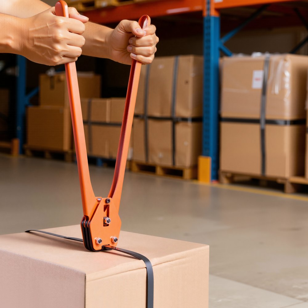 VEVOR 6 tlg Umreifungsset mit Umreifungsband, manuelle Umreifungsgerät mit 610 m PET Band, 600 Metallklammern, 200 Kantenschutzern, pefekte Werkstattausstattung für Verpackung, Transport und Lager