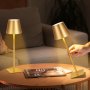 VEVOR kabellose Tischlampe Tischleuchte (2 Stk.) mit 5200 mAh eingebauter wiederaufladbarer Akku, 3-farbiges stufenloses Dimmen, 3000–6500 K Farbtemperatur, Schreibtischleuchte Gold