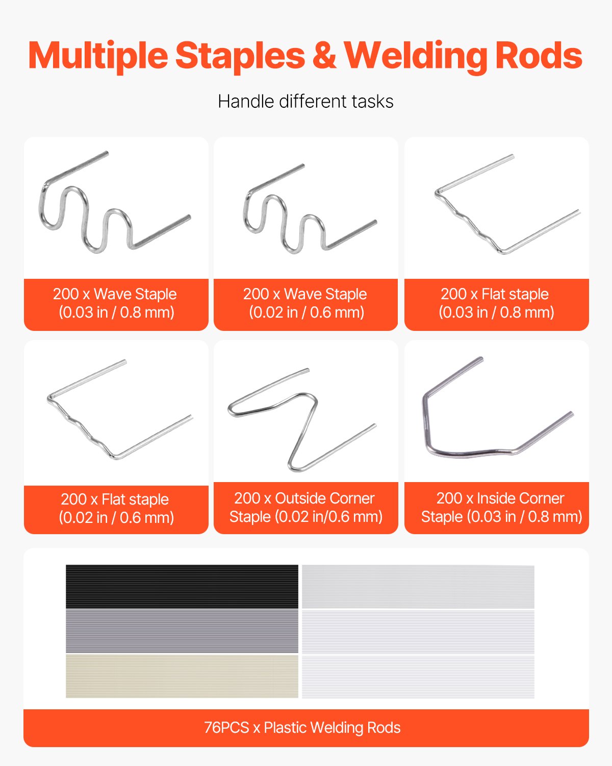 VEVOR Plastic Welding Machine, 220W Welding Gun with 1200 Hot Clamps and 76 Welding Rods, Plastic Repair Kit with LED Light, Carrying Case for Kayaks, Toys, Car Bumper Repair