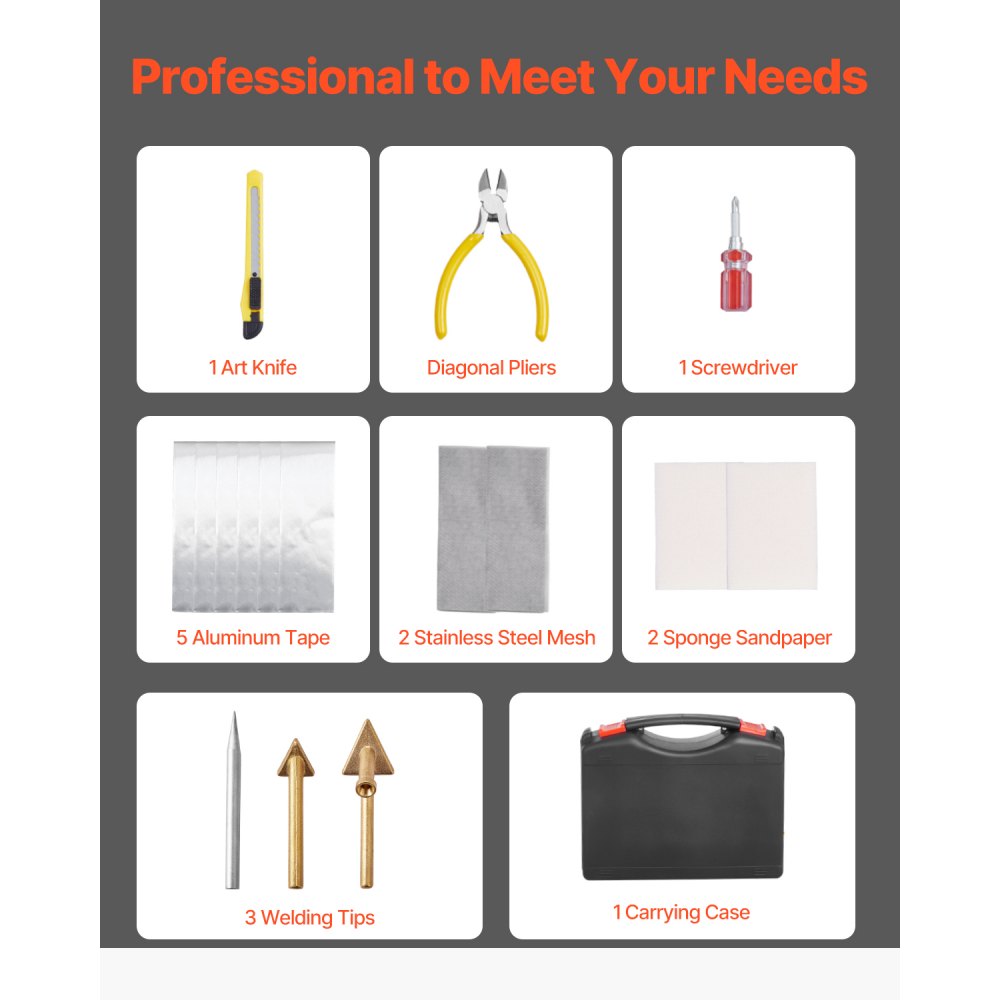 VEVOR Plastic Welding Kit, 100W Welding Gun + 60/100W Soldering Iron, Plastic Repair Kit with 1000 Hot Clamps & 60 Rods for Car Bumpers, Kayaks, Electronics, Toys