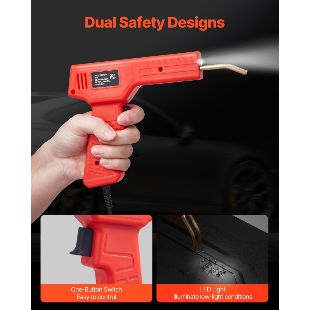 VEVOR Plastic Welding Kit, 100W Welding Gun + 60/100W Soldering Iron, Plastic Repair Kit with 1000 Hot Clamps & 60 Rods for Car Bumpers, Kayaks, Electronics, Toys