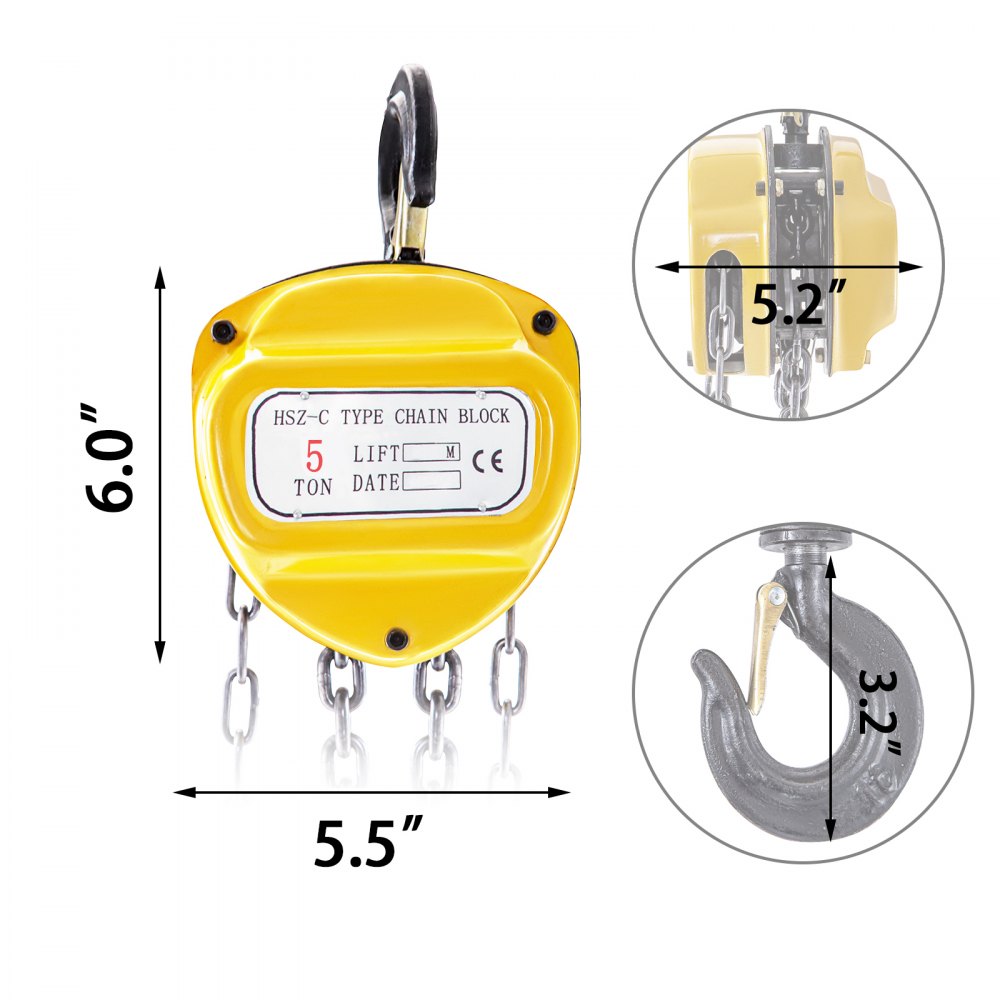 Profi Kettenzug Flaschenzug Hebezug Seilzug Kran Handhebelzug 5t Mit 3 M Kette