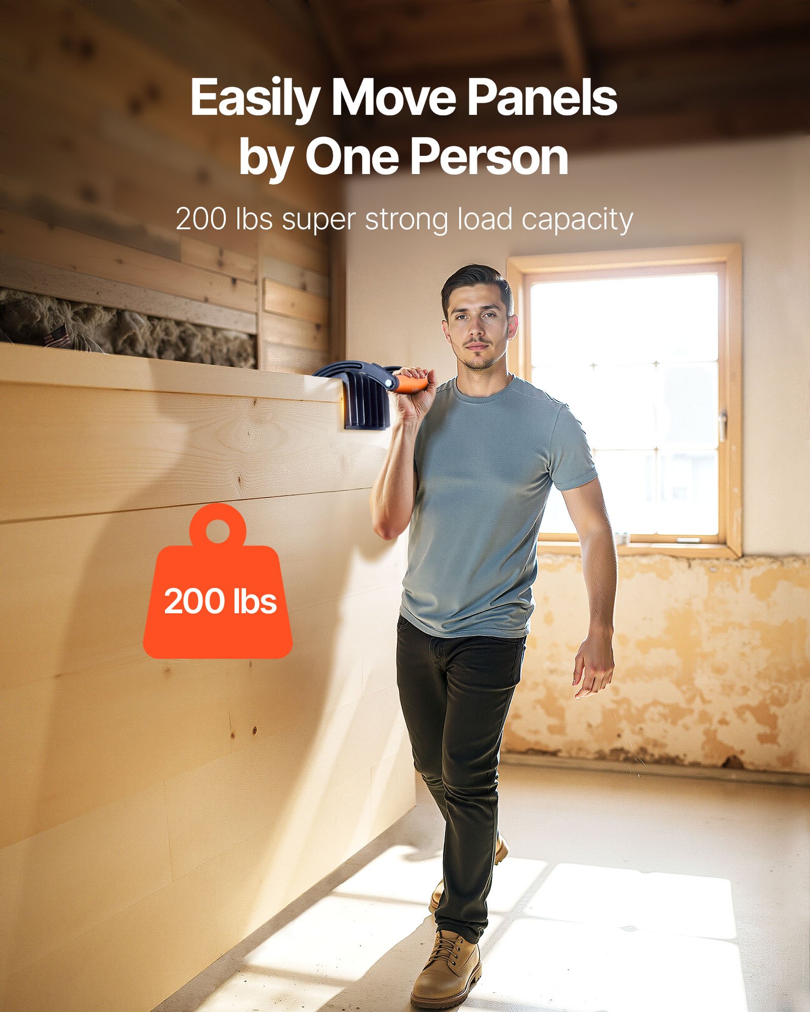 VEVOR Sperrholzträger, 90,7 kg Einzelklemmenkapazität, 2er-Pack Trockenbau-Tragewerkzeug für 0-25,4 mm dicke Platten, Plattenträger mit Griffen für Kunststoffplatten, Sperrholz, Trockenbau